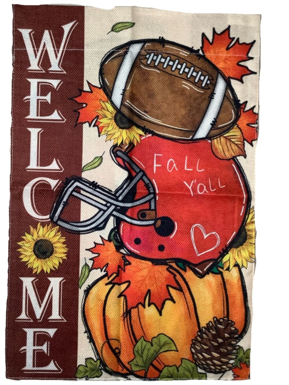 Welcome Garden Flag Football and Pumpkin Design Autumn/Fall Themed 🍂